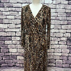 Stella & Julie Black & Brown Animal Print Dress Size 16W